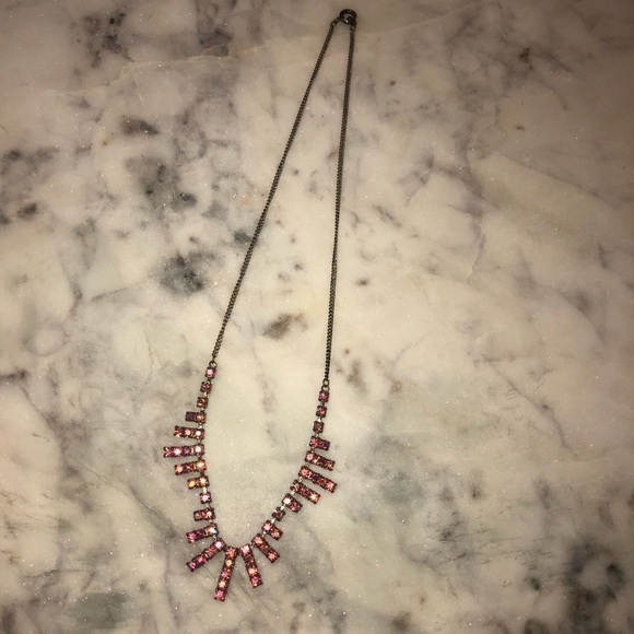 Vtg Pink Rhinestone Paste Necklace Bridal Wedding Formal Approx 17” - Picture 2 of 4